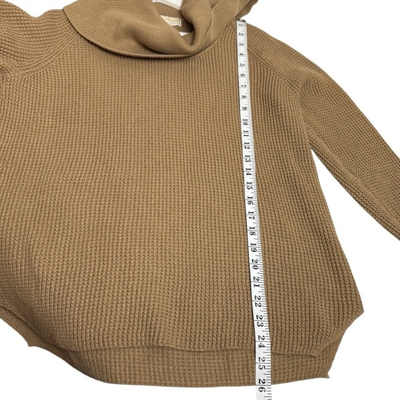 Michael Kors Sweater Womens Small Beige Cowl Neck Waffle Knit Pullover Stretch - Picture 6 of 8